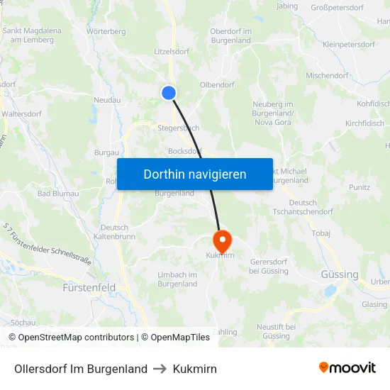 Ollersdorf Im Burgenland to Kukmirn map