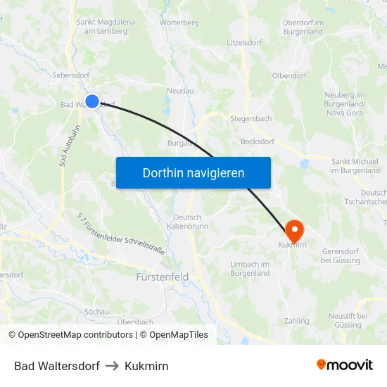 Bad Waltersdorf to Kukmirn map