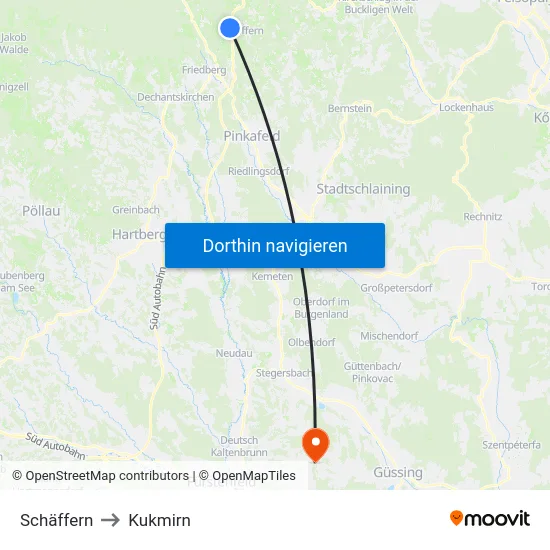 Schäffern to Kukmirn map