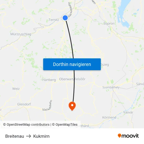 Breitenau to Kukmirn map