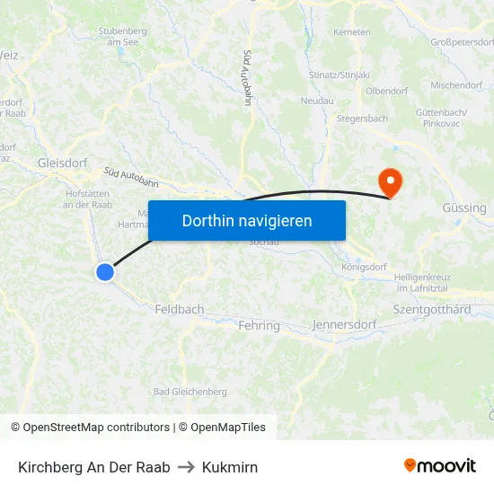 Kirchberg An Der Raab to Kukmirn map