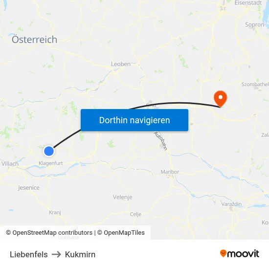 Liebenfels to Kukmirn map