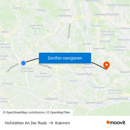 Hofstätten An Der Raab to Kukmirn map