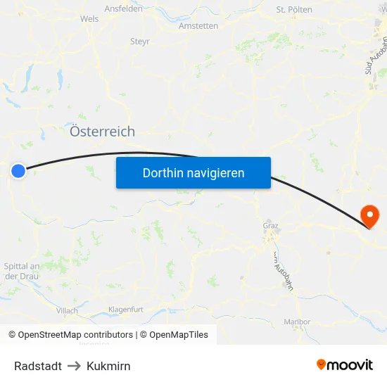 Radstadt to Kukmirn map