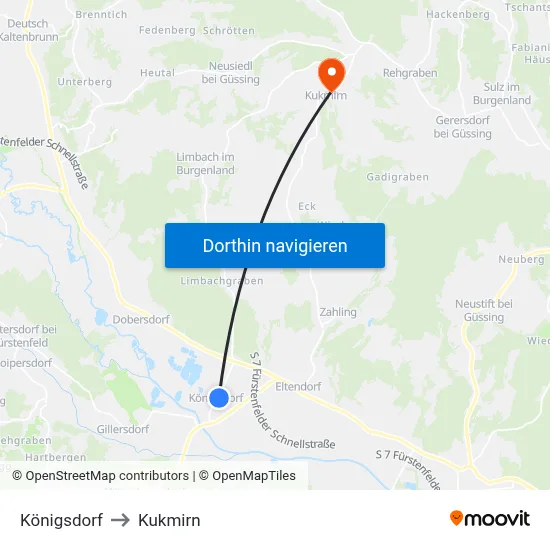 Königsdorf to Kukmirn map