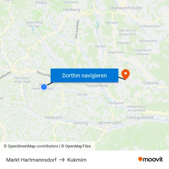 Markt Hartmannsdorf to Kukmirn map