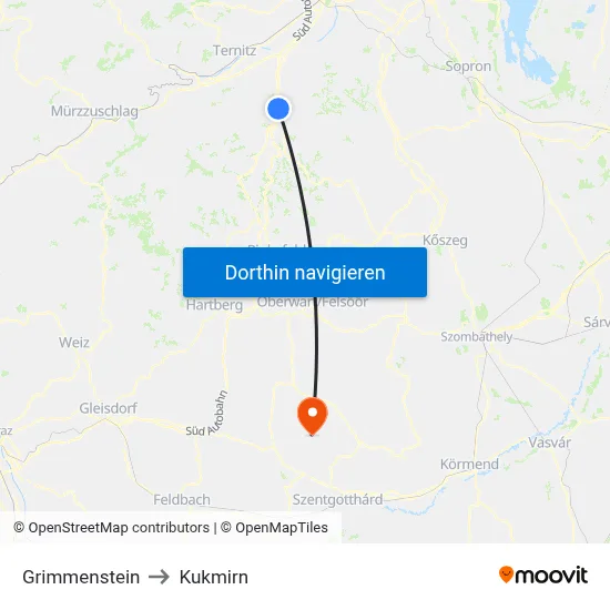 Grimmenstein to Kukmirn map