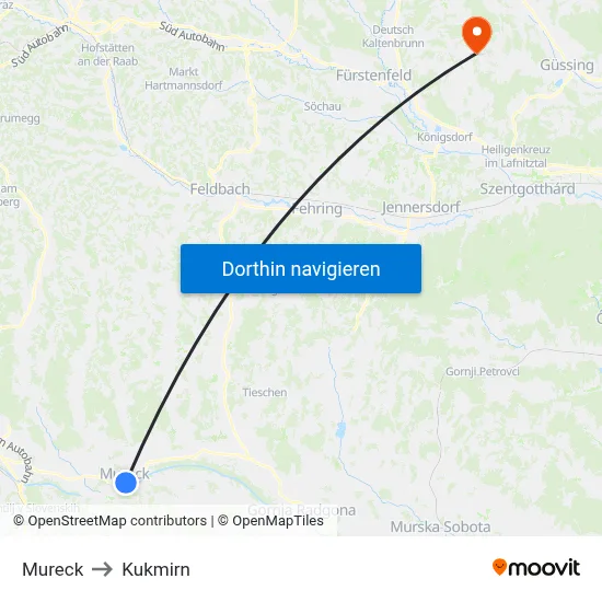 Mureck to Kukmirn map