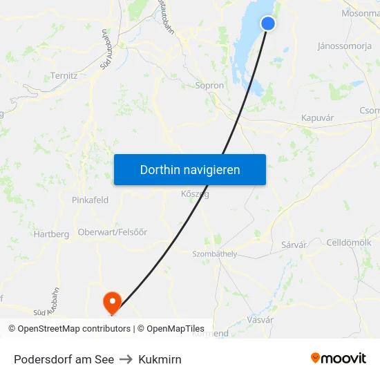 Podersdorf am See to Kukmirn map