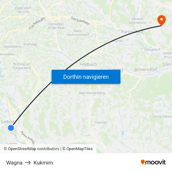 Wagna to Kukmirn map