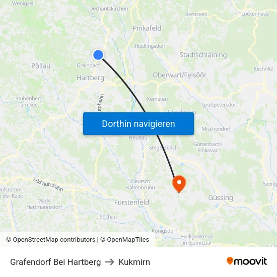 Grafendorf Bei Hartberg to Kukmirn map
