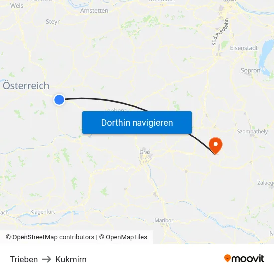Trieben to Kukmirn map