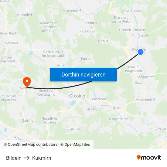 Bildein to Kukmirn map