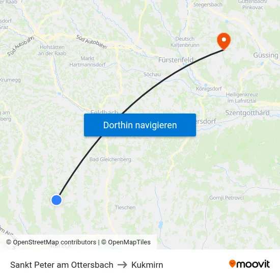 Sankt Peter am Ottersbach to Kukmirn map