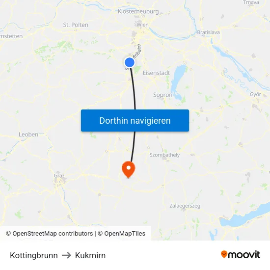 Kottingbrunn to Kukmirn map