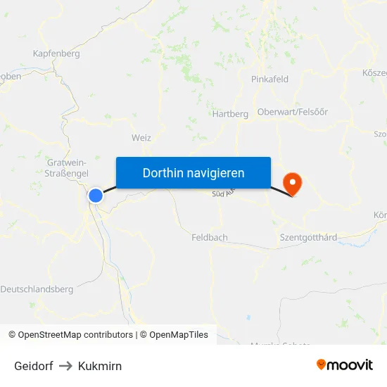 Geidorf to Kukmirn map