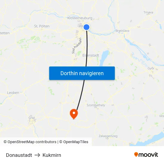 Donaustadt to Kukmirn map