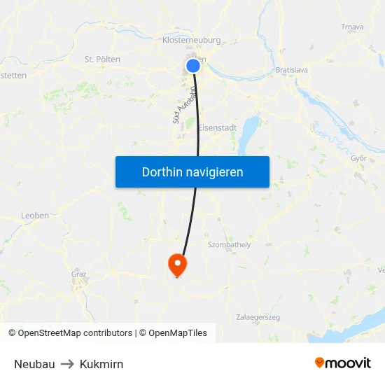 Neubau to Kukmirn map