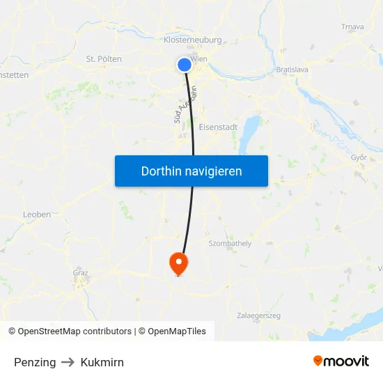 Penzing to Kukmirn map