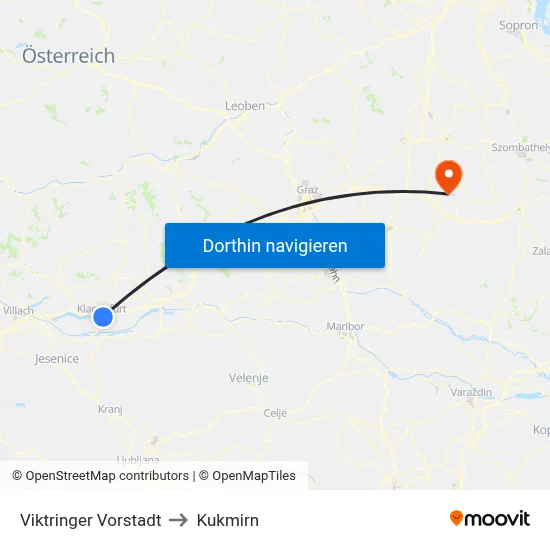 Viktringer Vorstadt to Kukmirn map