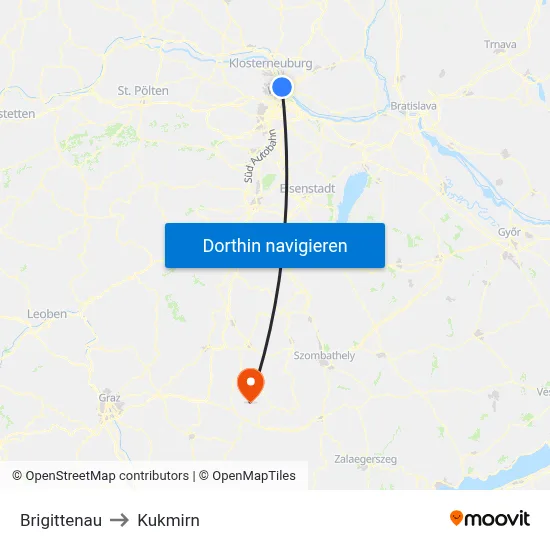 Brigittenau to Kukmirn map