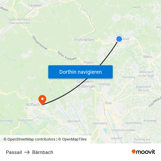 Passail to Bärnbach map
