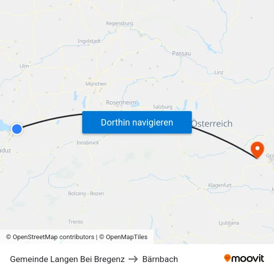 Gemeinde Langen Bei Bregenz to Bärnbach map