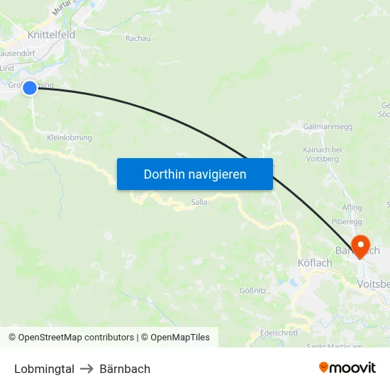 Lobmingtal to Bärnbach map