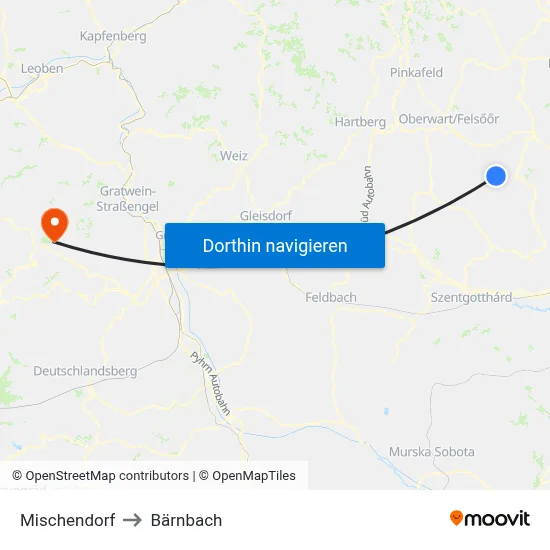 Mischendorf to Bärnbach map