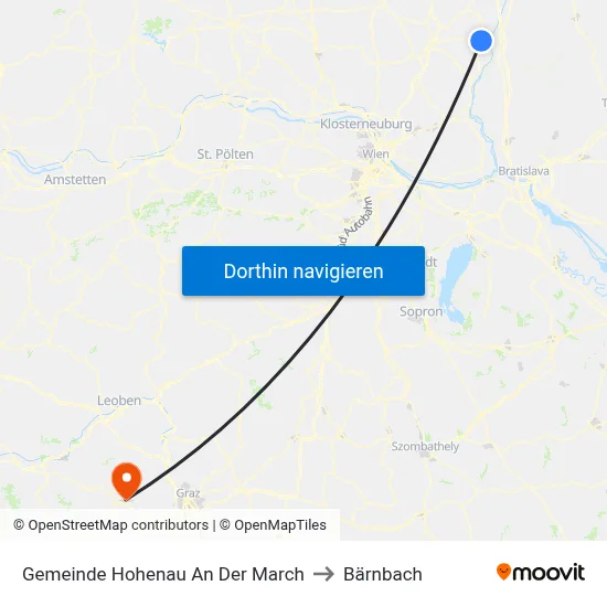 Gemeinde Hohenau An Der March to Bärnbach map