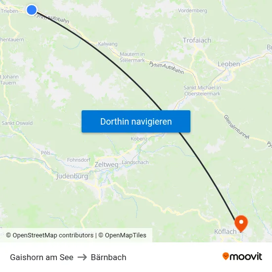 Gaishorn am See to Bärnbach map