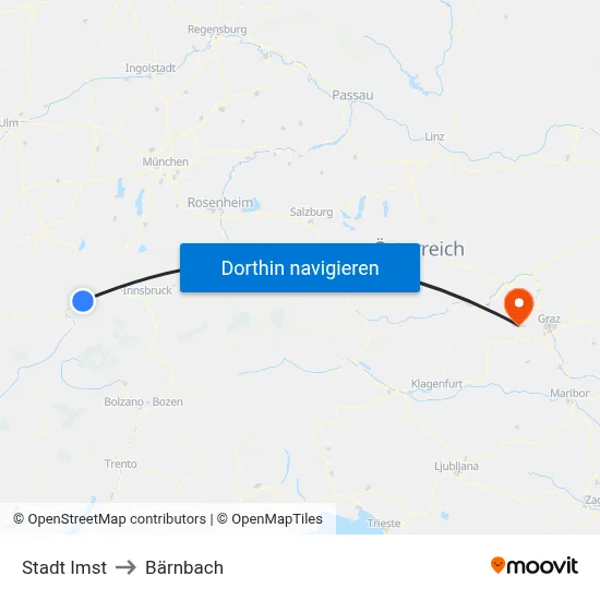 Stadt Imst to Bärnbach map