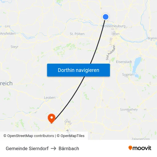 Gemeinde Sierndorf to Bärnbach map