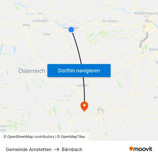 Gemeinde Amstetten to Bärnbach map