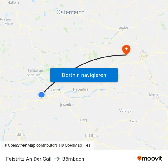 Feistritz An Der Gail to Bärnbach map