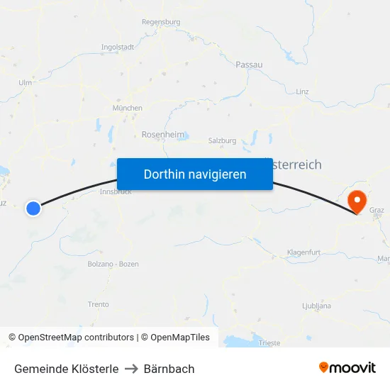 Gemeinde Klösterle to Bärnbach map