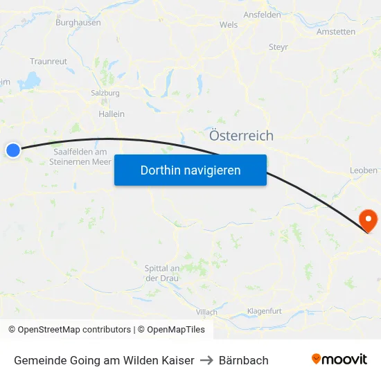 Gemeinde Going am Wilden Kaiser to Bärnbach map