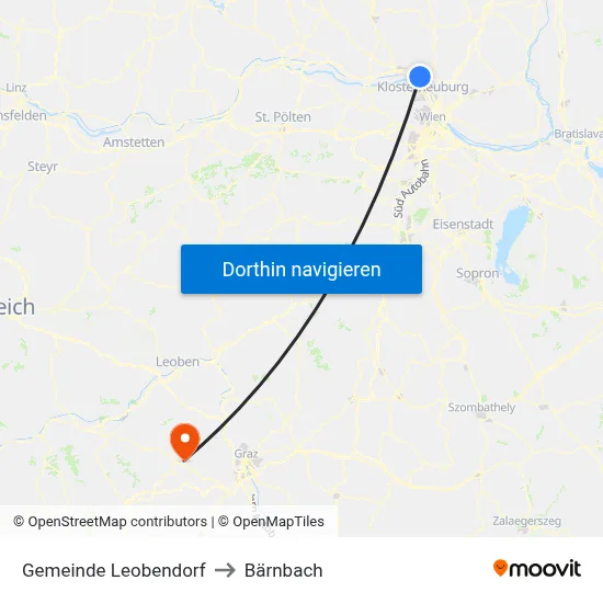 Gemeinde Leobendorf to Bärnbach map
