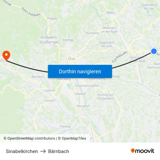 Sinabelkirchen to Bärnbach map