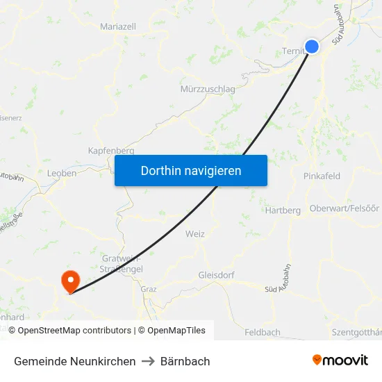 Gemeinde Neunkirchen to Bärnbach map