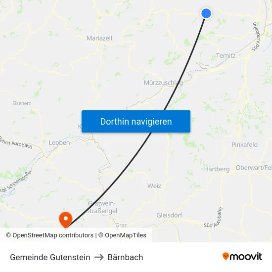 Gemeinde Gutenstein to Bärnbach map