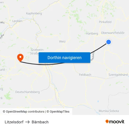 Litzelsdorf to Bärnbach map