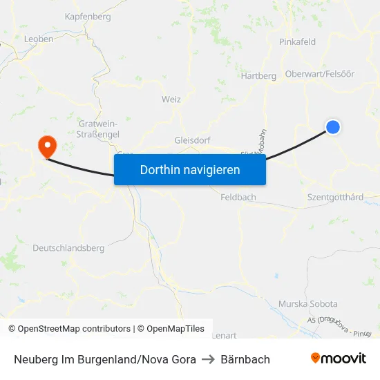 Neuberg Im Burgenland/Nova Gora to Bärnbach map