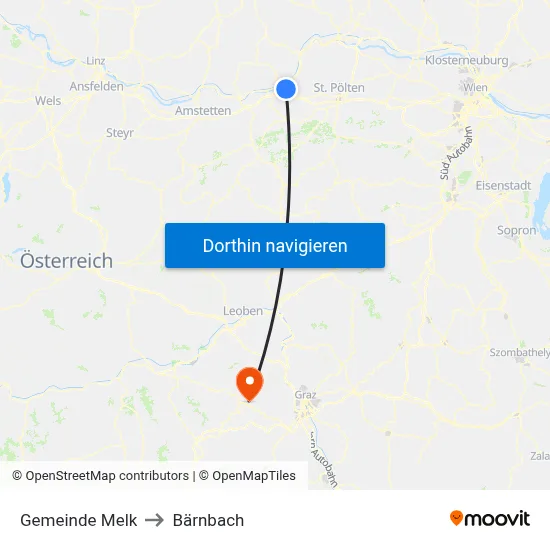 Gemeinde Melk to Bärnbach map