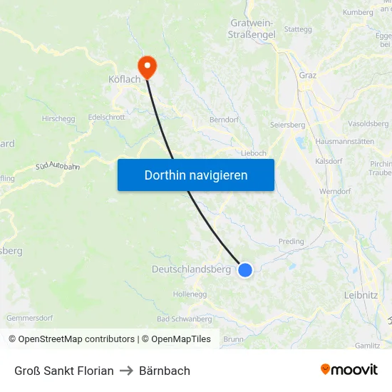 Groß Sankt Florian to Bärnbach map