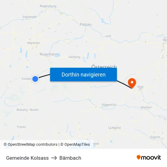 Gemeinde Kolsass to Bärnbach map
