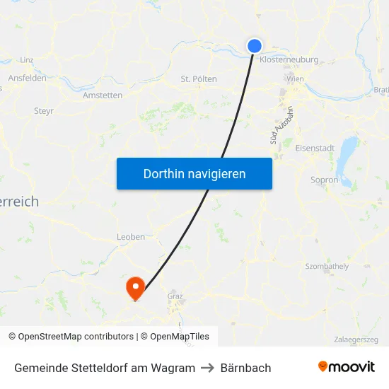 Gemeinde Stetteldorf am Wagram to Bärnbach map