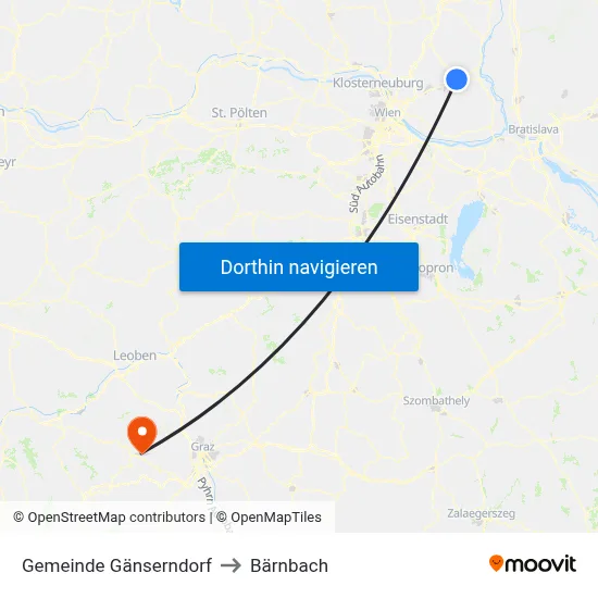 Gemeinde Gänserndorf to Bärnbach map