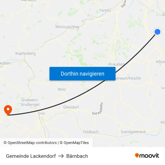 Gemeinde Lackendorf to Bärnbach map