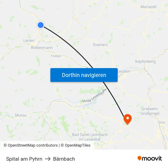 Spital am Pyhrn to Bärnbach map